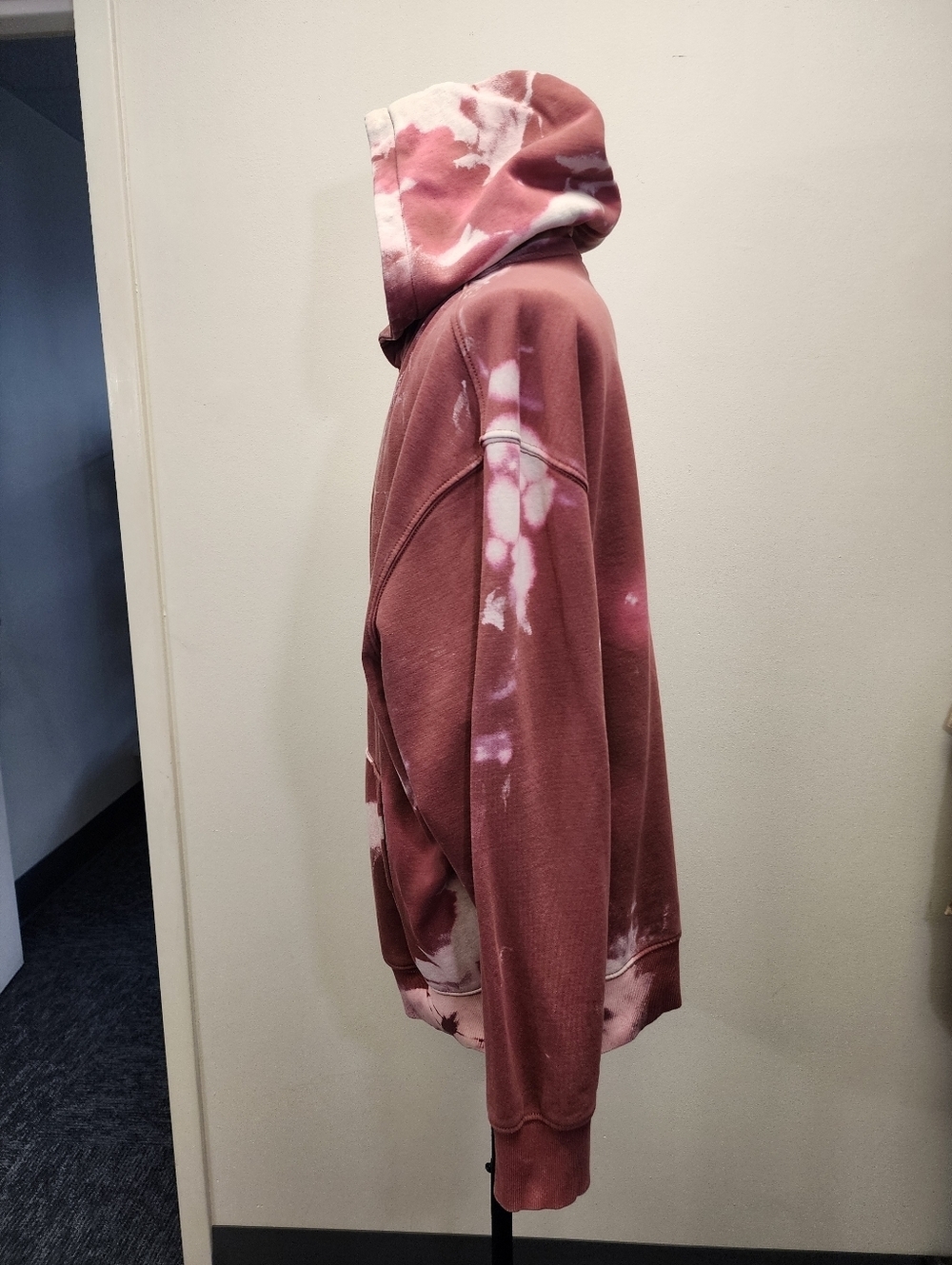 Upcycled Marble Wash Hoodie Old Navy Rust Red Bleach Dyed Oversized Size XXL - Picture 2 of 7